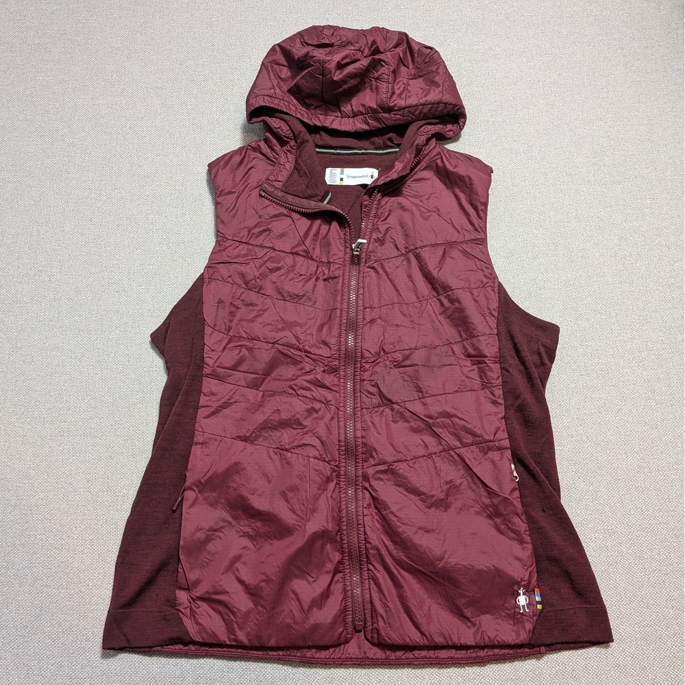 Smartwool Women's XL Maroon Hooded Full Zip Insulated Vest Merino Wool Blend F22